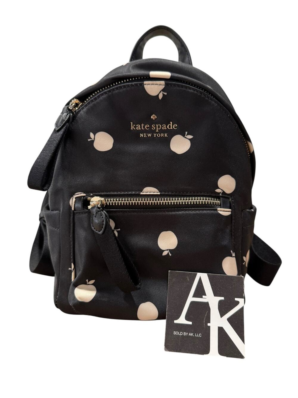Kate Spade Chelsea The Little Mini Black Nylon Apple Backpack Bag